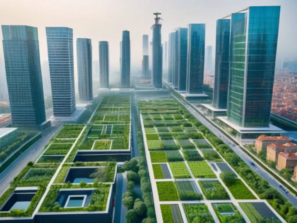 Metrópolis sostenible: naturaleza y modernidad fusionadas Vibrante ciudad verde con inversiones sostenibles en ciudades verdes