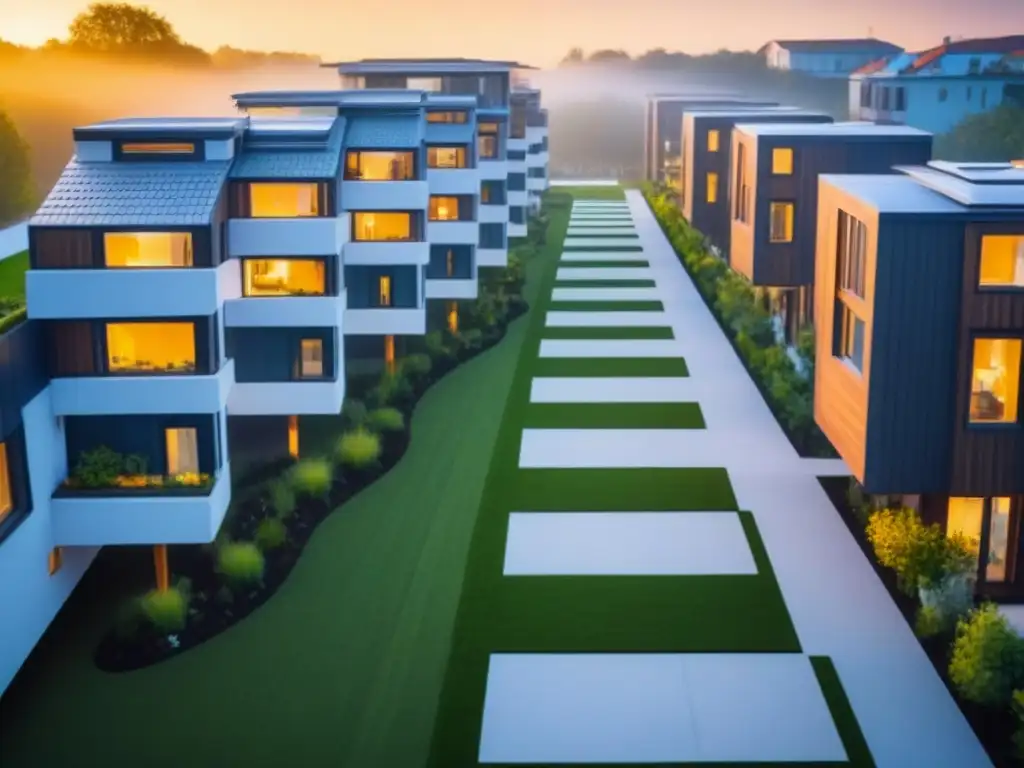 Innovador cohousing ecoamigable con inversores internacionales en red Vibrante cohousing para inversores internacionales en entorno futurista y sostenible