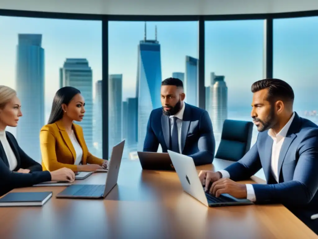 Equipo diverso de agentes inmobiliarios en oficina moderna Una vibrante colaboración de agentes inmobiliarios de diversas edades y etnias, trabajando juntos en una oficina moderna