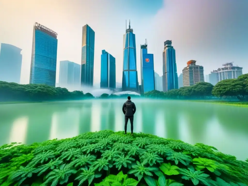 Contraste urbano-natural: ciudad y parque en 8k Vibrante contraste: ciudad moderna y parque verde