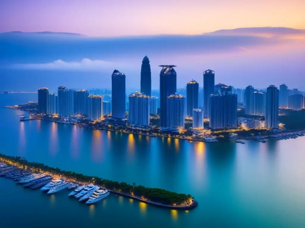 Espléndido atardecer en Pattaya: luces y modernidad urbana Vibrante crecimiento del mercado inmobiliario internacional en Tailandia, reflejado en el resplandor de Pattaya al anochecer