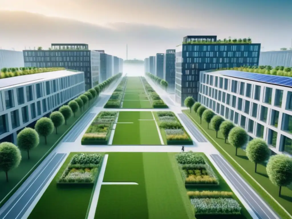 Desarrollo sostenible y futurista en Europa del Este Vibrante desarrollo inmobiliario innovador en Europa del Este, con arquitectura sostenible y tecnología avanzada
