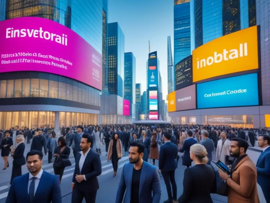 Distrito financiero global: inversión inmobiliaria y tecnología Vibrante distrito financiero global con tecnología en Crowdfunding inmobiliario internacional