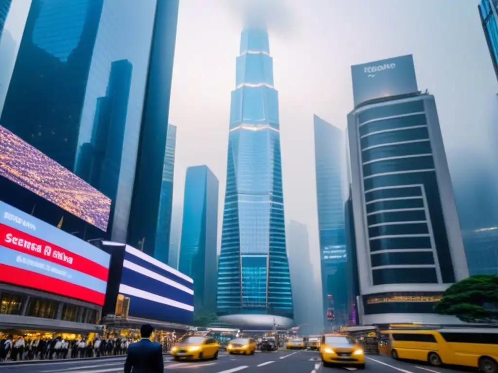 Vibrante distrito financiero de Asia: oportunidades y modernidad Vibrante distrito financiero en Asia, reflejando la modernidad y dinamismo