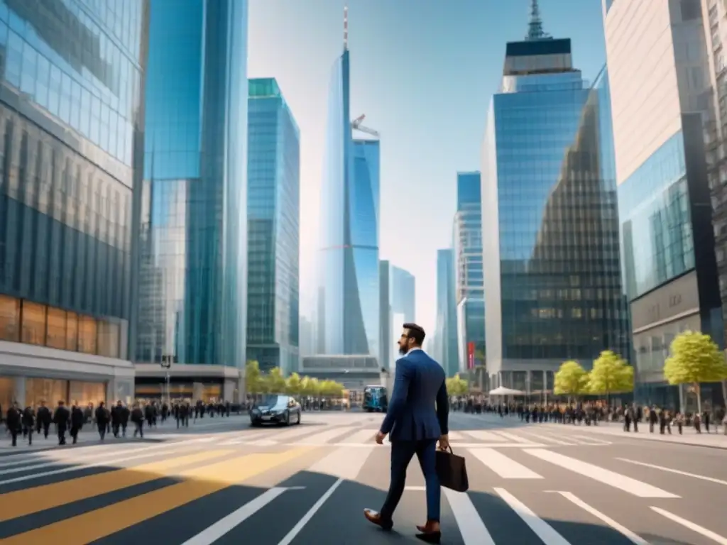 Distrito financiero postBrexit: Oportunidad y crecimiento inmobiliario Vibrante distrito financiero post Brexit con rascacielos modernos y ejecutivos