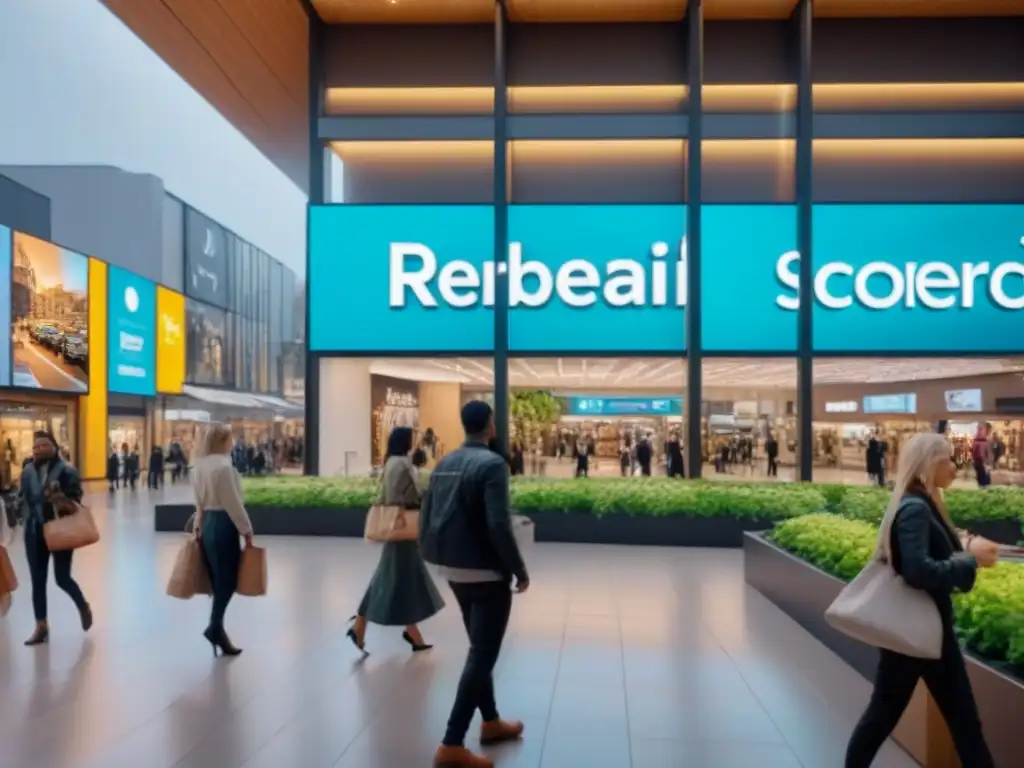 Centro comercial moderno: vibrante y diverso Vibrante escena en centro comercial moderno, reflejando la importancia de estos espacios en el mercado inmobiliario