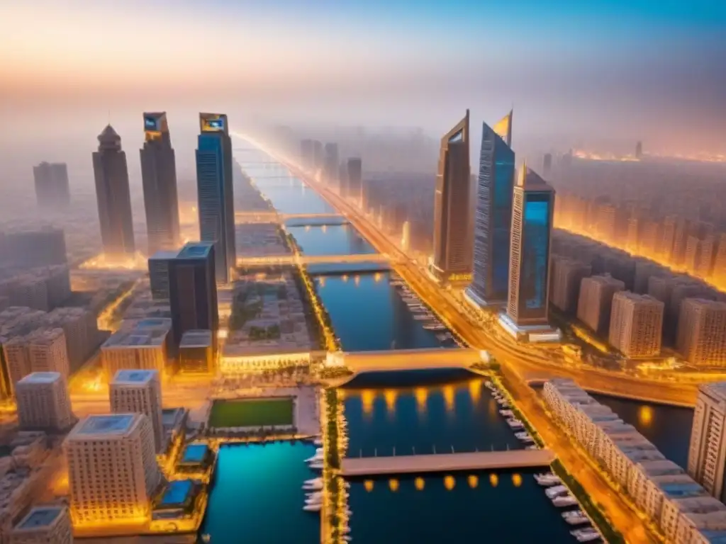 Vibrante mercado inmobiliario en Egipto: ciudad moderna en 8k Vibrante escena de la ciudad moderna en Egipto con inversiones inmobiliarias y diversidad cultural