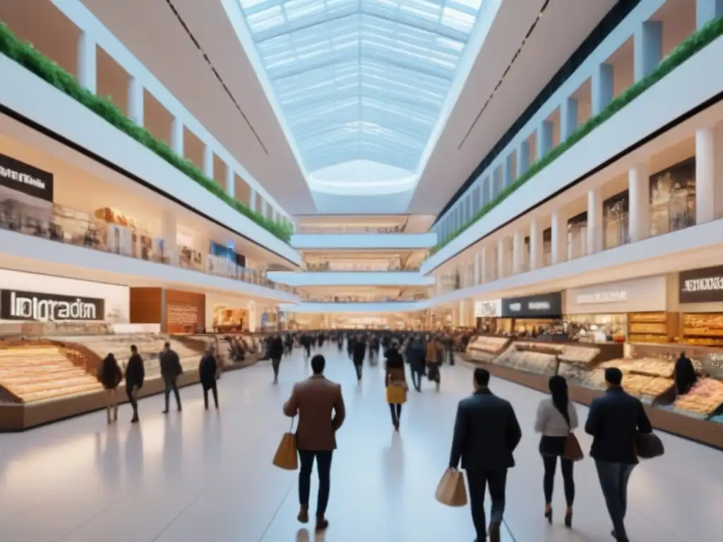Centro comercial moderno y vibrante: éxito y comunidad Vibrante escena de éxito y comunidad en un moderno centro comercial