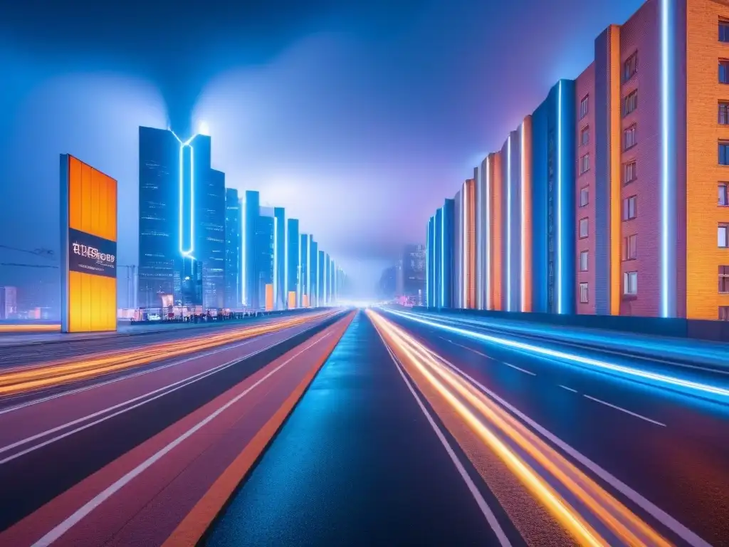 Metrópolis futurista en Europa del Este: arquitectura vanguardista y tradicional en perfecta armonía Vibrante escena futurista en Europa del Este con rascacielos, autos autónomos y luces de neón, reflejando el mercado inmobiliario