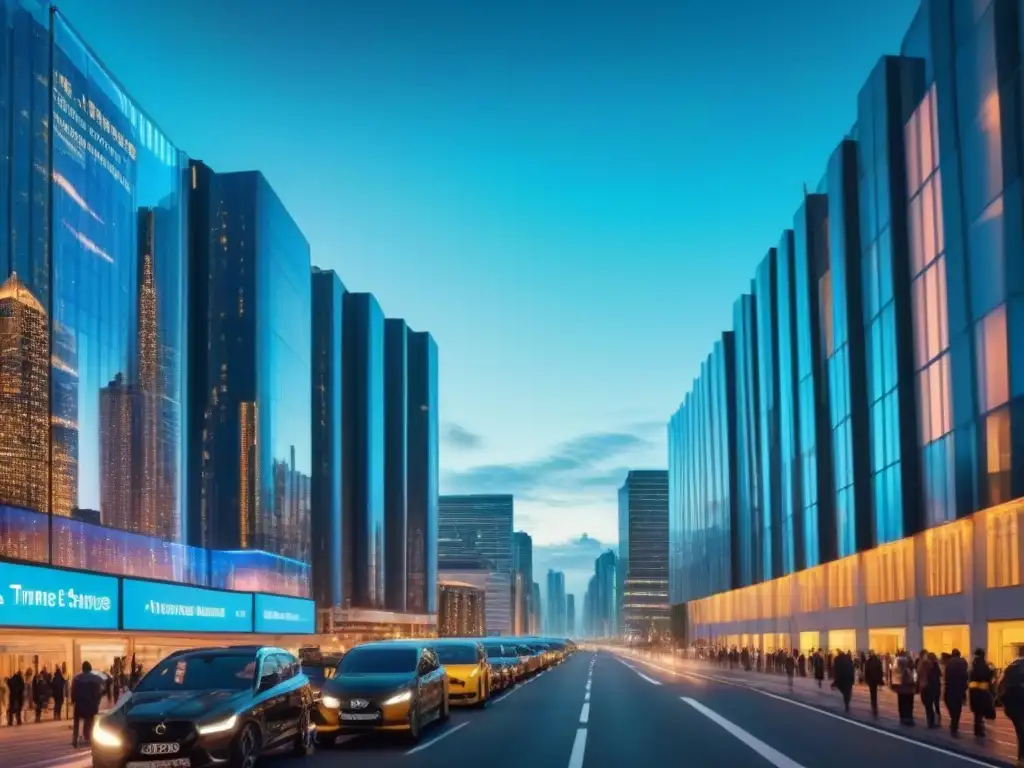 Futurista red blockchain en edificio de alta tecnología Vibrante escena futurista: red blockchain en rascacielos, datos de inversión internacional en tiempo compartido