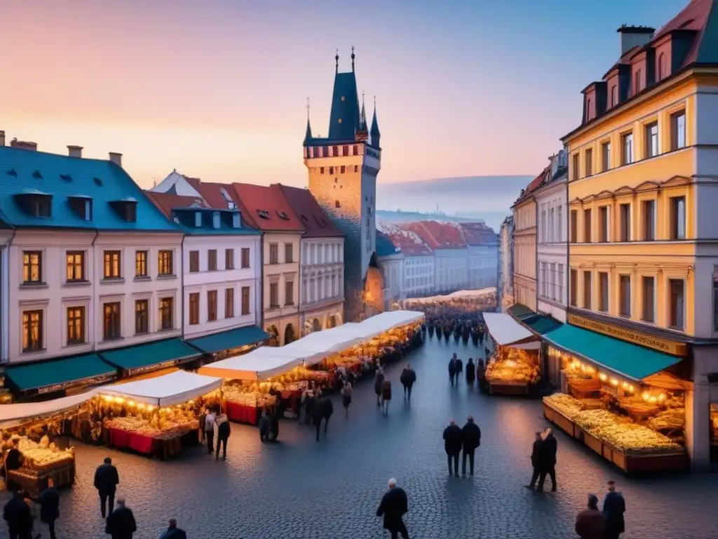 Cityscape urbano en Europa del Este: historia y modernidad Vibrante escena urbana en Europa del Este: mezcla de arquitectura histórica y modernos rascacielos