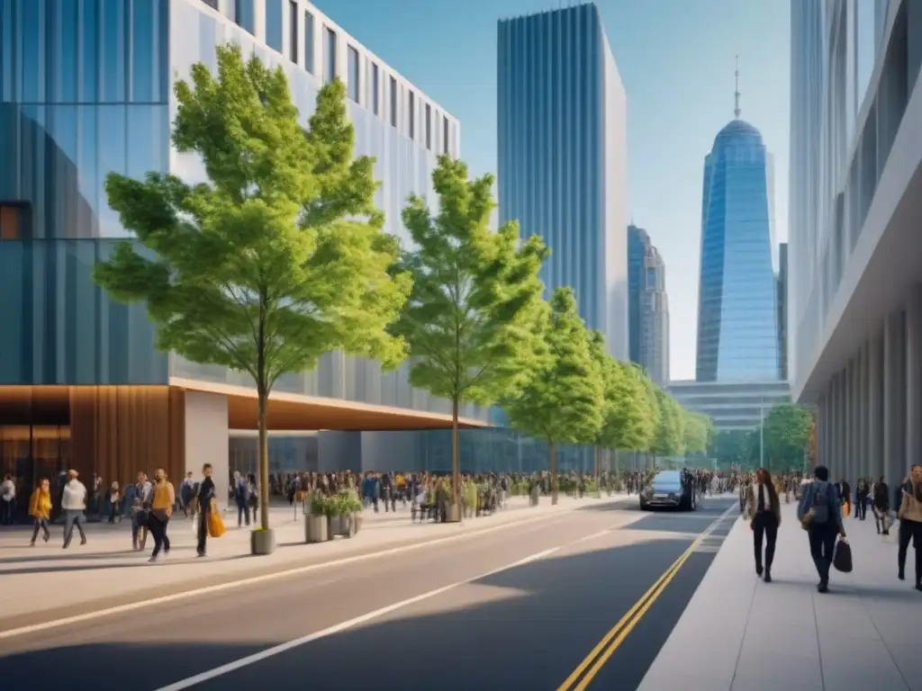 Metrópolis innovadora: universidades y rascacielos en armonía Vibrante escena urbana con modernos edificios en zonas universitarias rentables