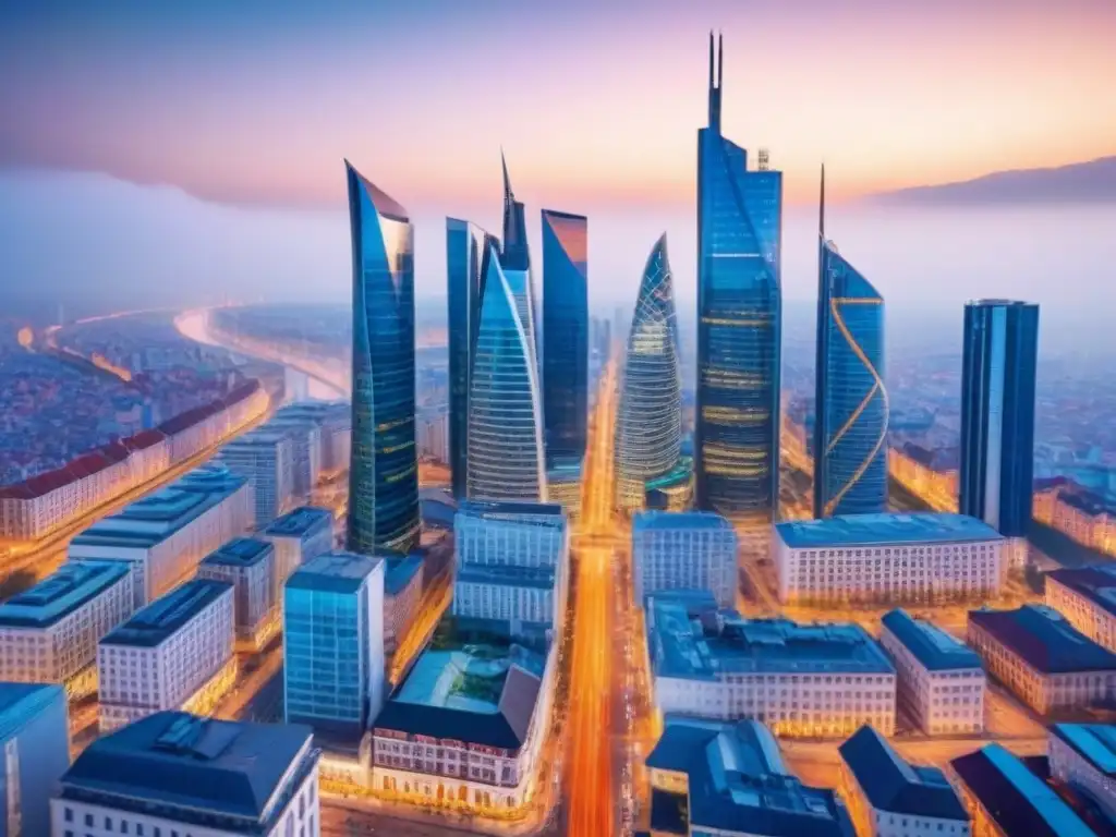 Escena urbana de Europa del Este: modernidad y oportunidades de inversión Vibrante escena urbana en Europa del Este, destacando el potencial de inversiones inmobiliarias en la región
