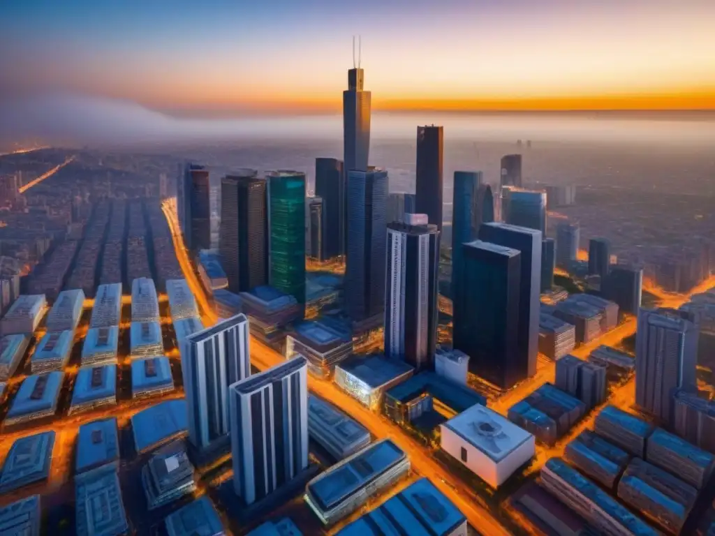 Skyline vibrante: ciudad africana en 8k Vibrante escena urbana en África Subsahariana con rascacielos y gente, reflejando la inversión inmobiliaria en la región