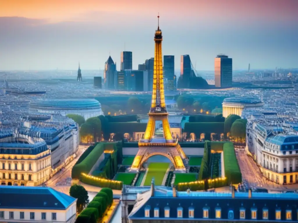 Mercado inmobiliario europeo post-Brexit: inversores en acción Un vibrante escenario europeo con la Torre Eiffel, Big Ben y el Coliseo, fusionando arquitectura tradicional y rascacielos modernos