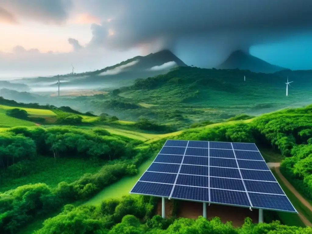 Inversionistas en ecoturismo global: escena vibrante y sostenible Un vibrante escenario internacional de inversión en complejos turísticos ecológicos rodeados de energía renovable