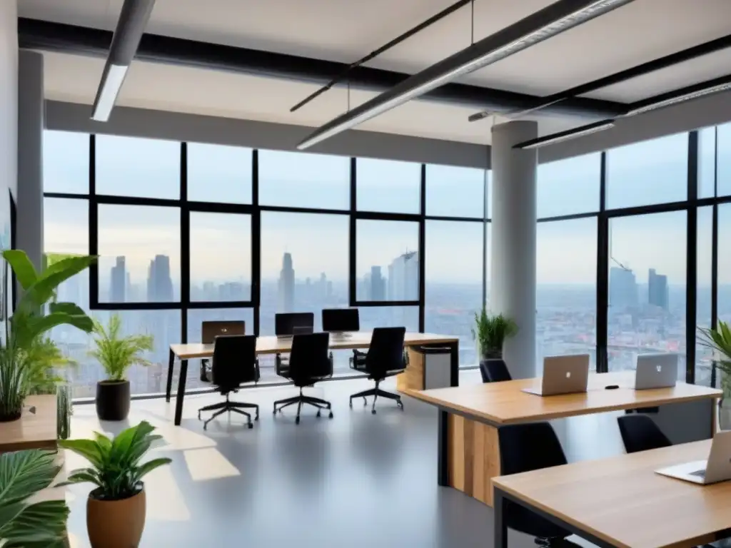 Coworking creativo en ciudad latinoamericana Un vibrante espacio de coworking en una bulliciosa ciudad latinoamericana para inversionistas globales espacios trabajo compartidos