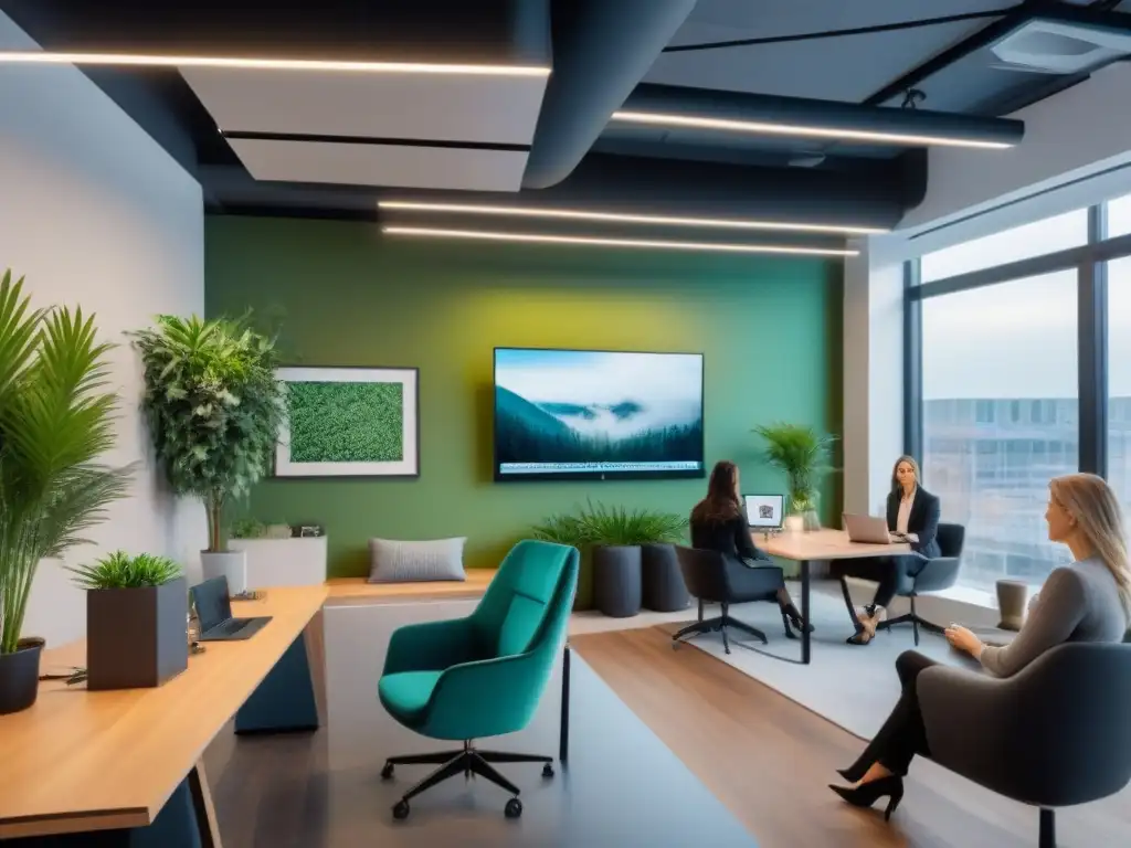 Espacio de coworking internacional vibrante y creativo Un vibrante espacio de coworking internacional con profesionales de diversos orígenes, tecnología de vanguardia y áreas colaborativas