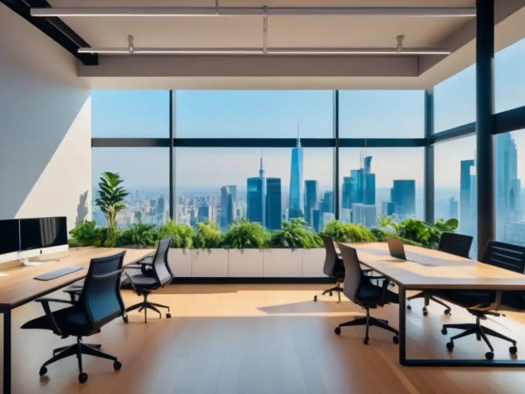 Espacio de Coworking Moderno y Productivo en 8k Un vibrante espacio de coworking internacional rentable, lleno de profesionales colaborando en un entorno moderno y luminoso