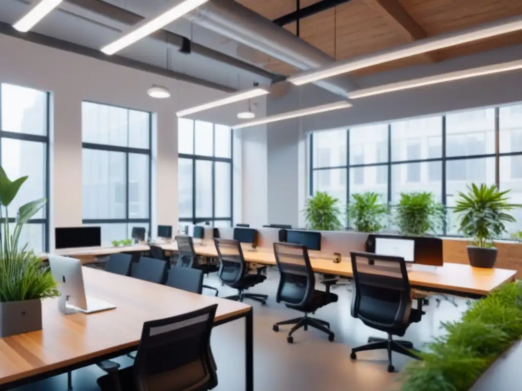 Espacio de coworking moderno y colaborativo con profesionales trabajando Un vibrante espacio de coworking moderno con profesionales colaborando y trabajando juntos