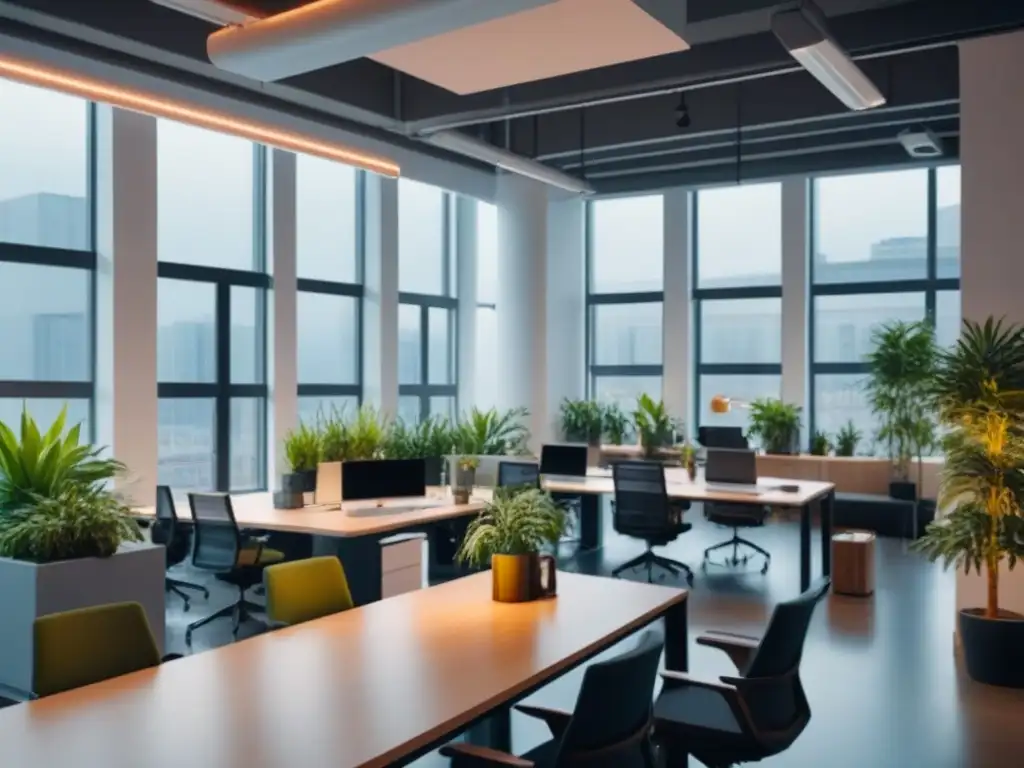 Coworking moderno: colaboración y creatividad en un espacio vibrante Un vibrante espacio de coworking moderno y colaborativo