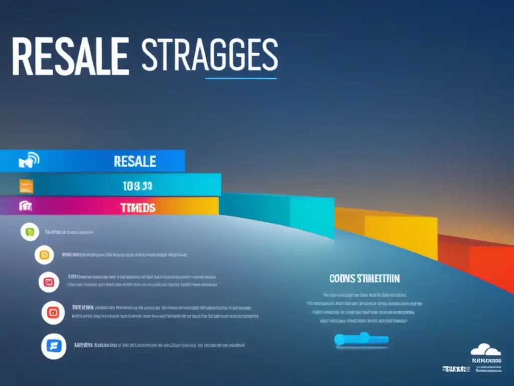 Infografía dinámica de estrategias de reventa en redes sociales Infografía vibrante de estrategias para reventa de tiempo compartido en redes sociales, con gráficos coloridos y datos clave