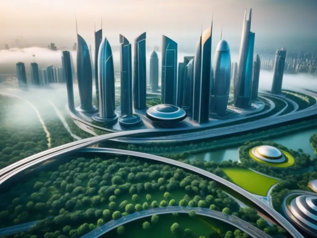 Metrópolis del futuro: arquitectura avanzada y tecnología integrada Vibrante metrópolis futurista en el mercado inmobiliario internacional postfusión
