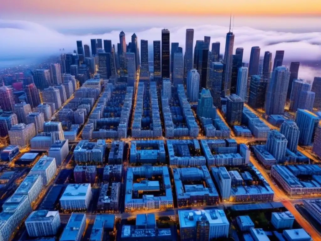 Metrópolis vibrante: real estate en North America Vibrante inversión inmobiliaria exitosa en Norteamérica: modernos rascacielos y bulliciosas calles bajo un cielo azul