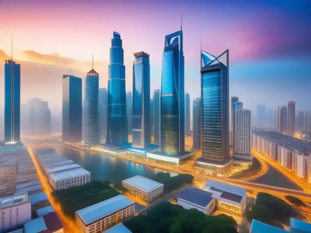 Inversiones inmobiliarias: oportunidades dinámicas en mercados emergentes Un vibrante mercado emergente con diversidad de inversores discutiendo estrategias de inversión inmobiliaria