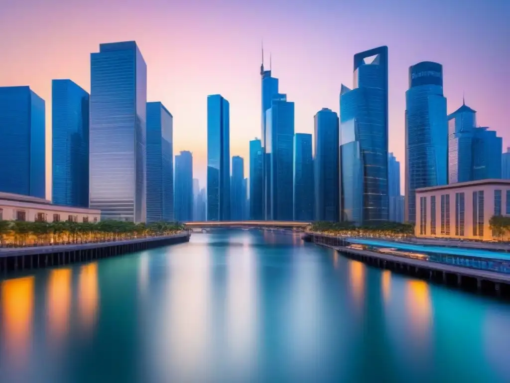 Horizonte urbano moderno: luces y vida en la ciudad global Vibrante mercado inmobiliario global, reflejado en la ciudad moderna con regulaciones internacionales