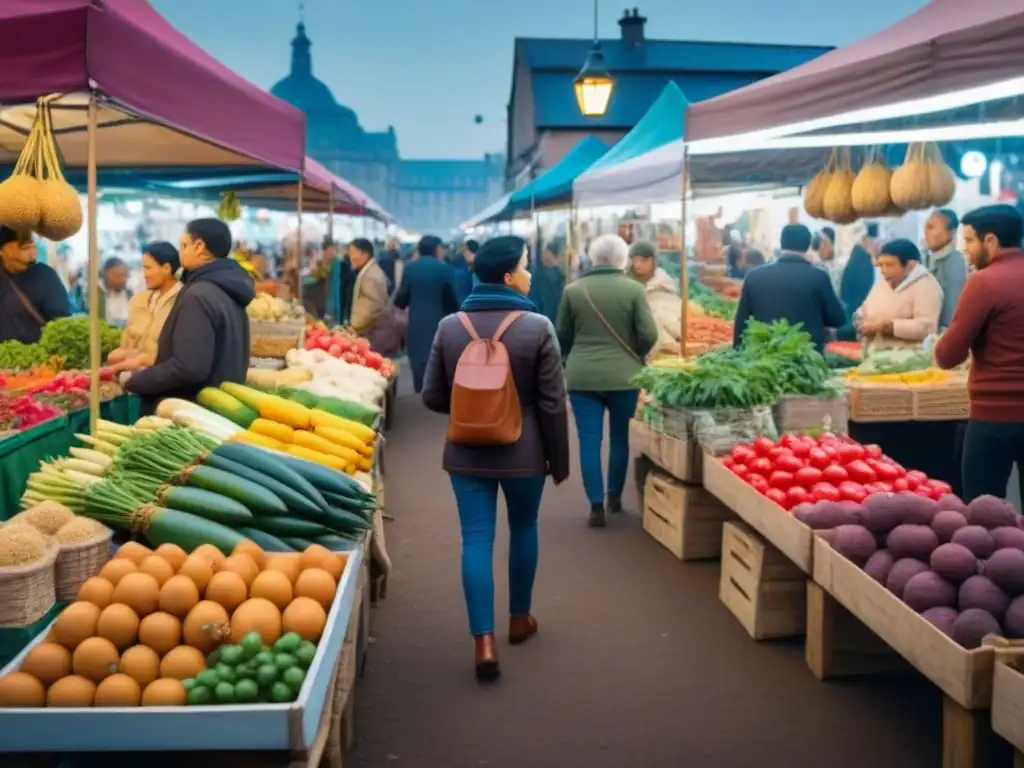 Mercado local: diversidad y comunidad en un escenario vibrante Vibrante mercado local con diversidad de vendedores y clientes, reflejando cómo las tendencias de los consumidores moldean el mercado inmobiliario