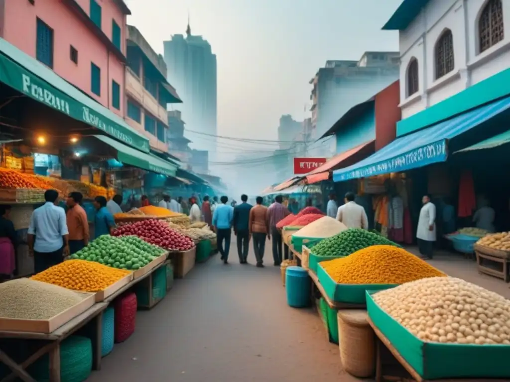 Mercado vibrante en la India: tradición y modernidad Vibrante micromercado en la India, fusionando tradición y modernidad