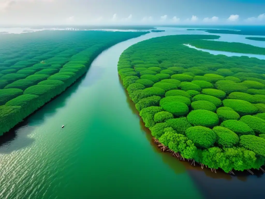 Vibrante paisaje costero: manglares y desarrollo sostenible en armonía