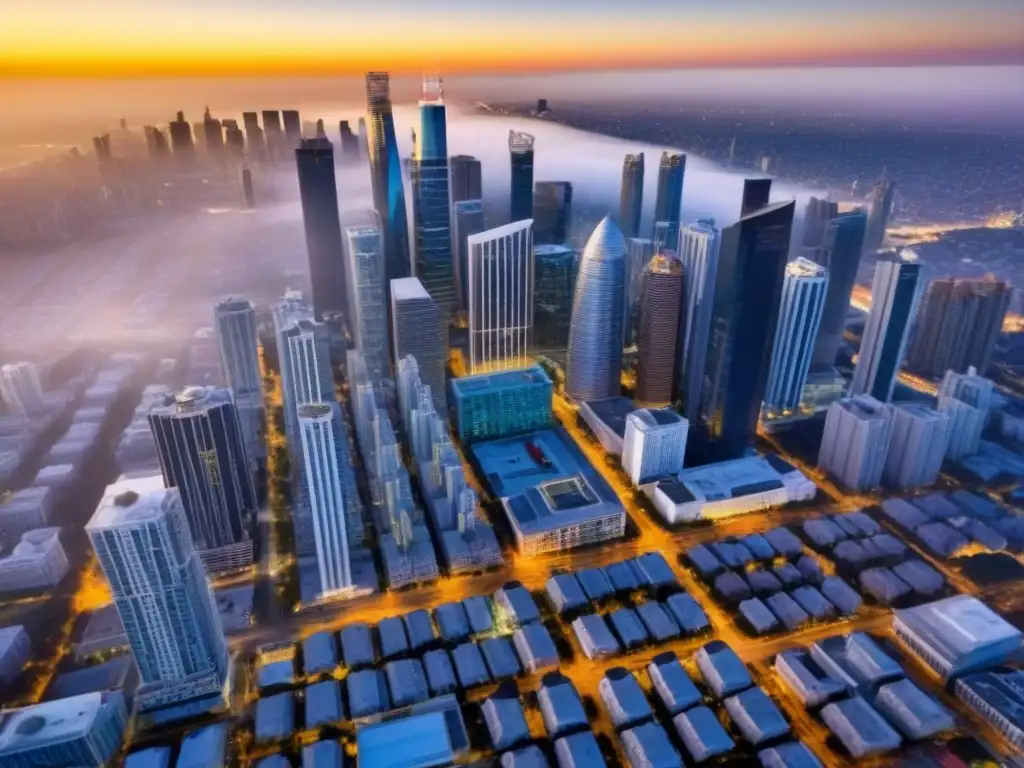 Vibrante evolución inmobiliaria: fusión de mercados urbanos Un vibrante paisaje urbano fusionando arquitecturas en mercados inmobiliarios locales