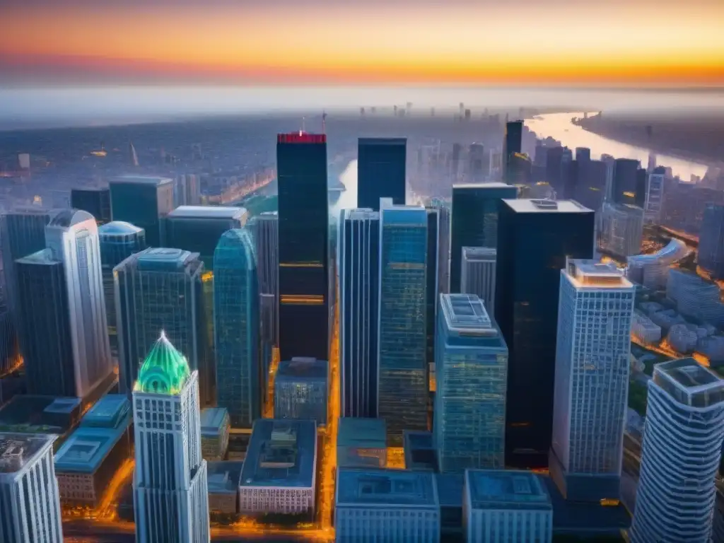 Cityscape: tradición e innovación en el mercado inmobiliario global Un vibrante paisaje urbano que refleja la adaptación cultural en branding internacional