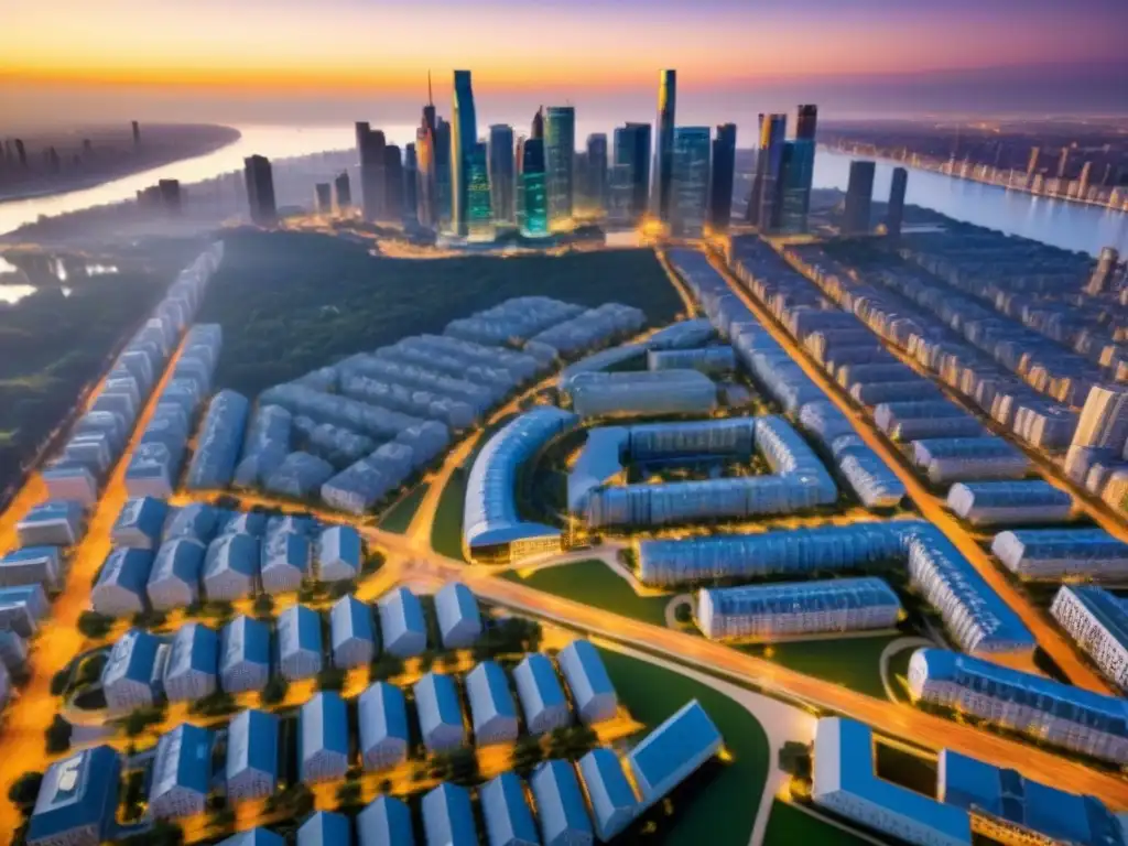 Desarrollos inmobiliarios integrados: la armonía entre vivir y trabajar Vibrante paisaje urbano con desarrollos inmobiliarios integrados rentables en armonía funcional y estética