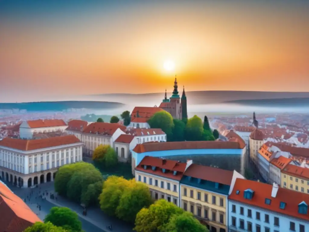 Esplendor urbano en Europa del Este: fusión de historia y modernidad Un vibrante paisaje urbano del Este de Europa, ideal para invertir en mercado inmobiliario Europa del Este