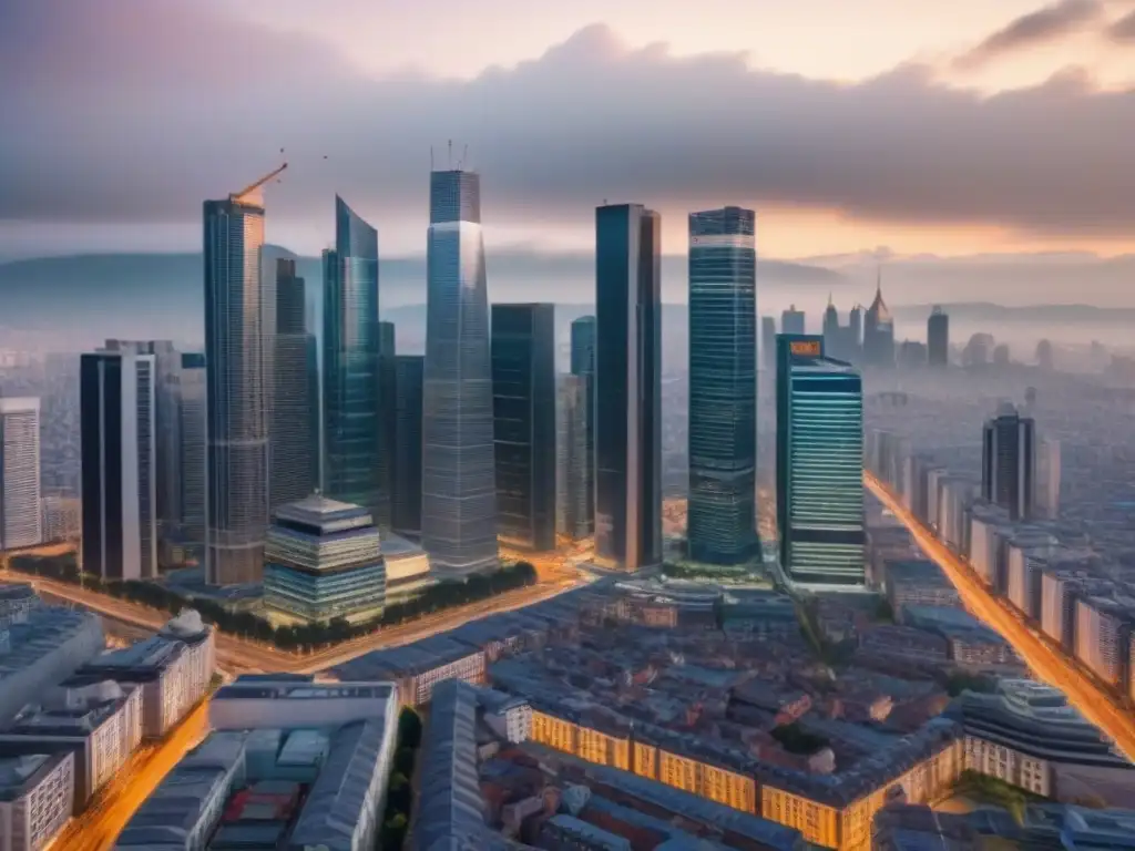 Metrópolis global: diversidad arquitectónica en la ciudad moderna Un vibrante paisaje urbano con impacto envejecimiento mercado inmobiliario global