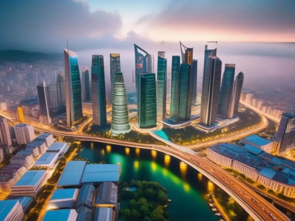 Metrópolis en evolución: impacto de fusiones en mercado inmobiliario global Un vibrante paisaje urbano con impacto de fusiones en mercado inmobiliario internacional