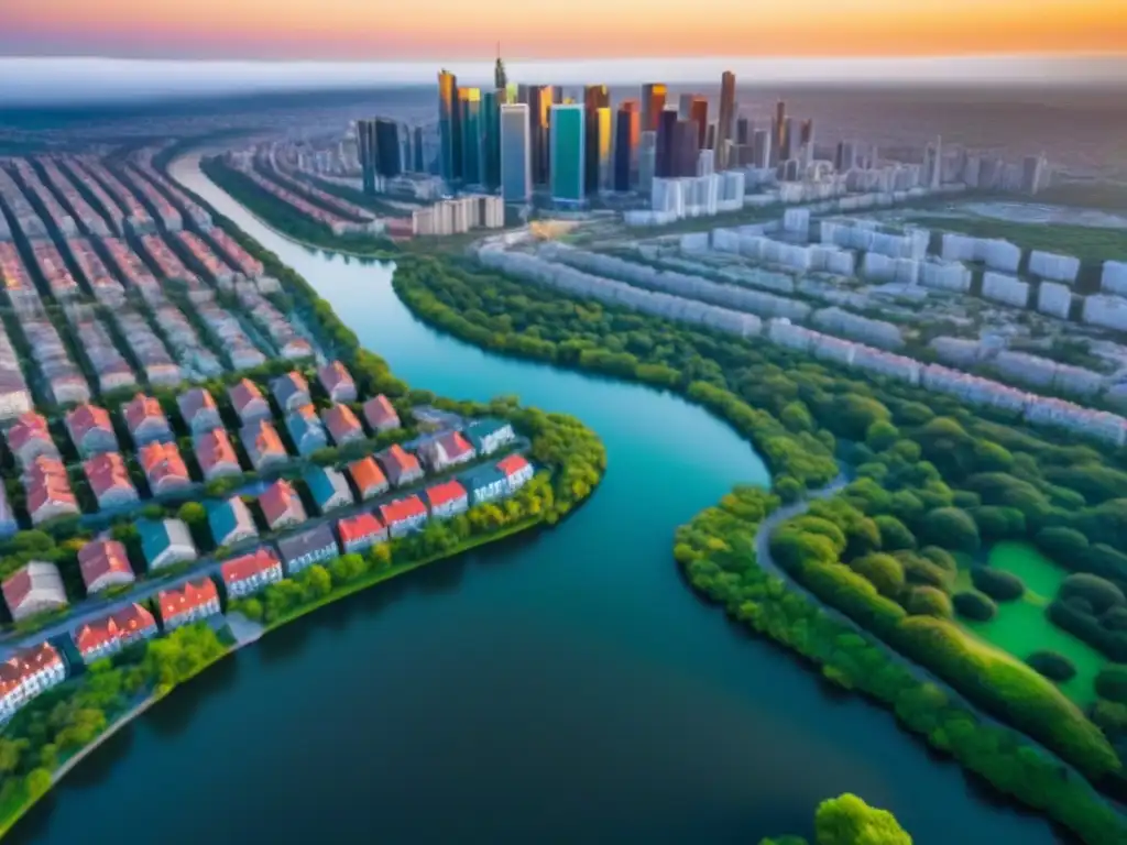 Horizonte urbano vibrante: evolución de mercados emergentes Un vibrante paisaje urbano en un mercado emergente, con una mezcla de arquitectura tradicional y moderna