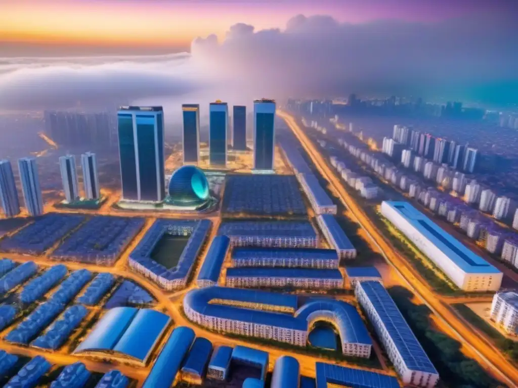 Desarrollo urbano africano: fusión de tradición e innovación Vibrante paisaje urbano en África con mezcla de edificios modernos y gente, ideal para inversiones inmobiliarias en África