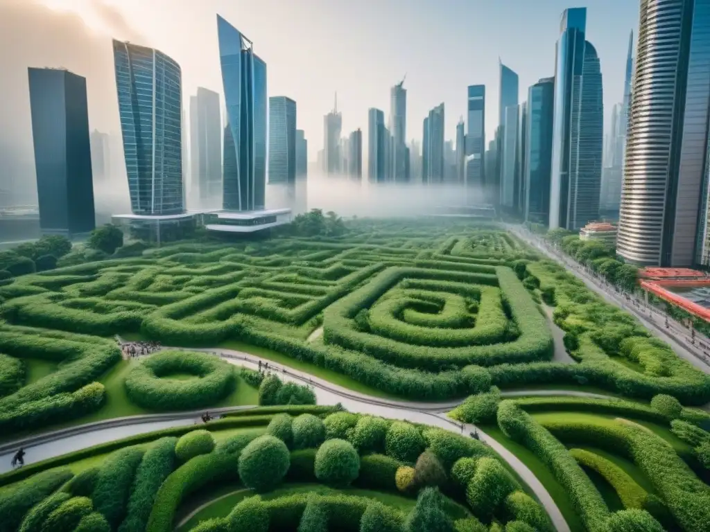 Vista aérea detallada de una ciudad en movimiento: migración interna y paisaje urbano Vibrante paisaje urbano con migración interna demanda vivienda global