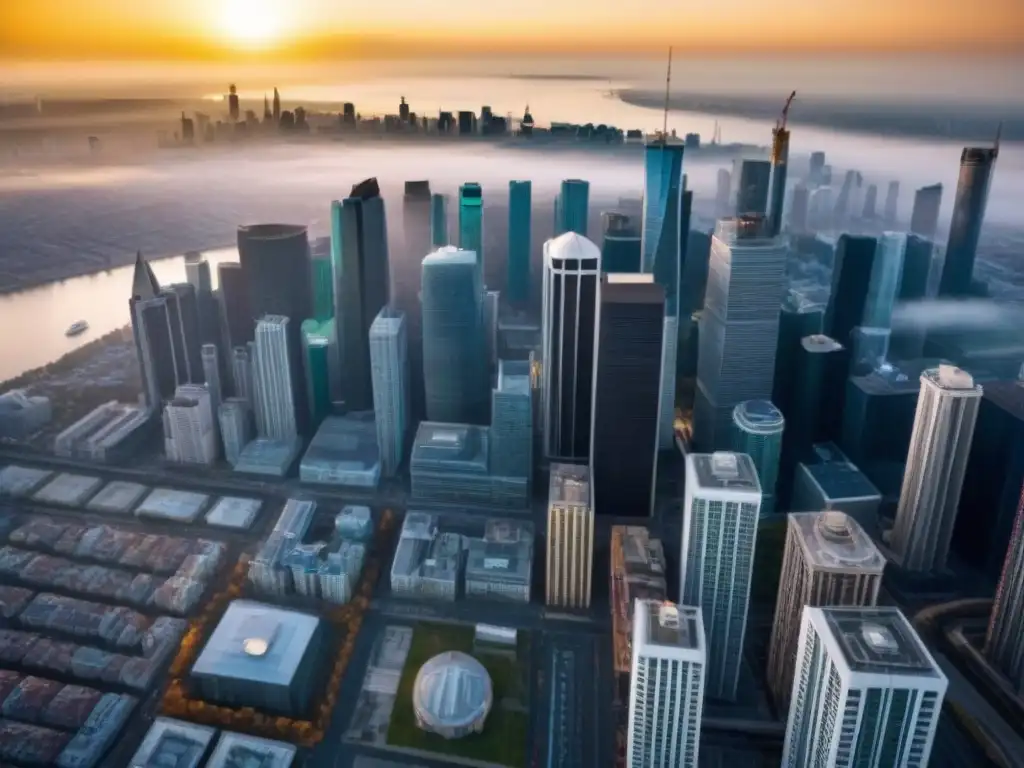 Horizonte urbano vibrante: mercado inmobiliario internacional en auge Vibrante paisaje urbano con rascacielos modernos, ideal para estrategias de venta de propiedades multifamiliares