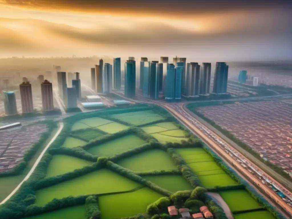 Vista aérea detallada de ciudad africana: real estate y crecimiento urbano Vibrante paisaje urbano en África Subsahariana, ideal para due diligence inmobiliaria