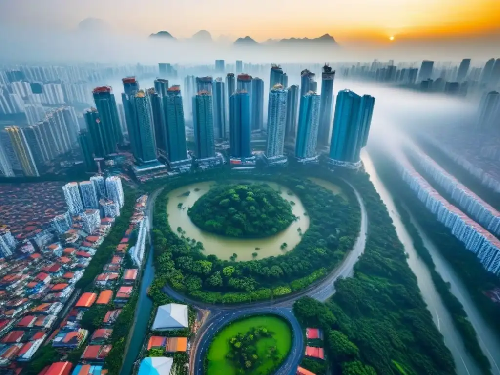 Horizonte urbano vibrante en el sudeste asiático Vibrante paisaje urbano del Sudeste Asiático con oportunidades inmobiliarias, mezcla de modernidad y tradición