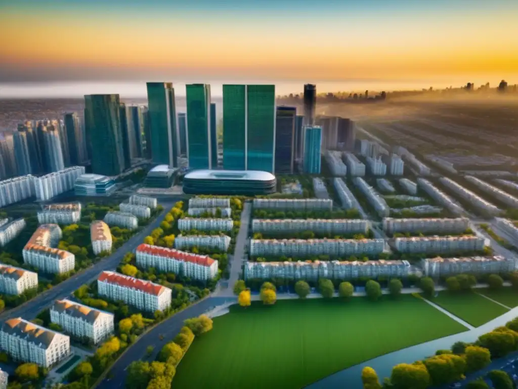 Metrópolis familiar: dinamismo urbano y mercado inmobiliario global Un vibrante paisaje urbano con tendencias vivienda mercado inmobiliario internacional