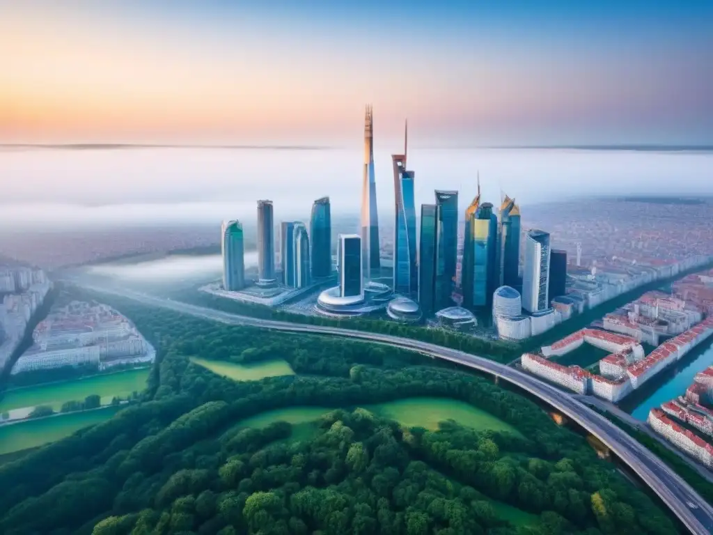 Horizonte moderno de una ciudad europea vibrante en Europa del Este Vibrante panorama urbano con arquitectura moderna e histórica en Europa del Este, ideal para inversiones inmobiliarias