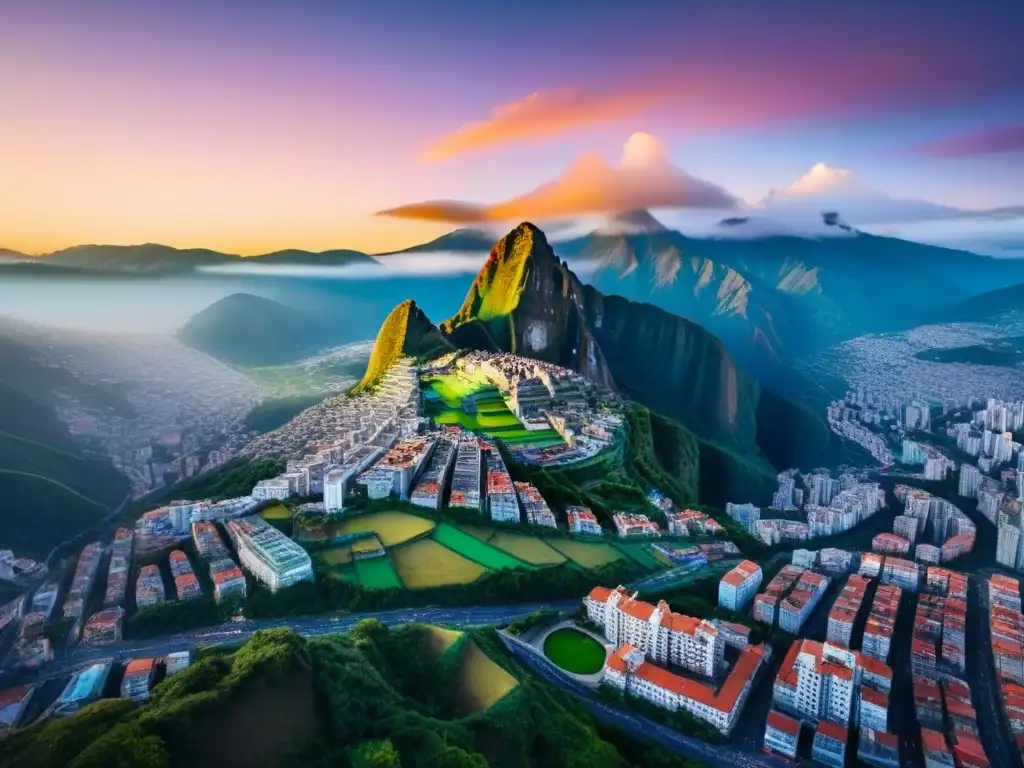 Metrópolis Latina: Cityscape vibrante al atardecer Vibrante panorama urbano en América Latina al atardecer para tácticas inversores inmobiliarios