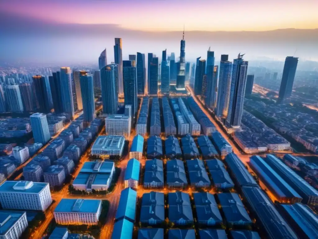 Contraste urbano: modernidad y tradición en la ciudad Vibrante panorama urbano con rascacielos y edificios residenciales, mostrando el impacto de la globalización en los precios inmobiliarios