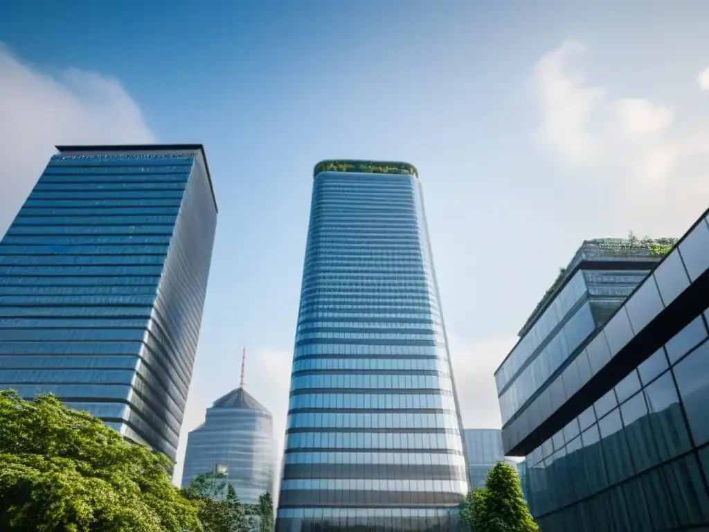 Rascacielos moderno en Europa del Este: símbolo de innovación y vitalidad financiera en la ciudad Vibrante rascacielos en distrito financiero de Europa del Este, reflejando la inversión inmobiliaria en la región